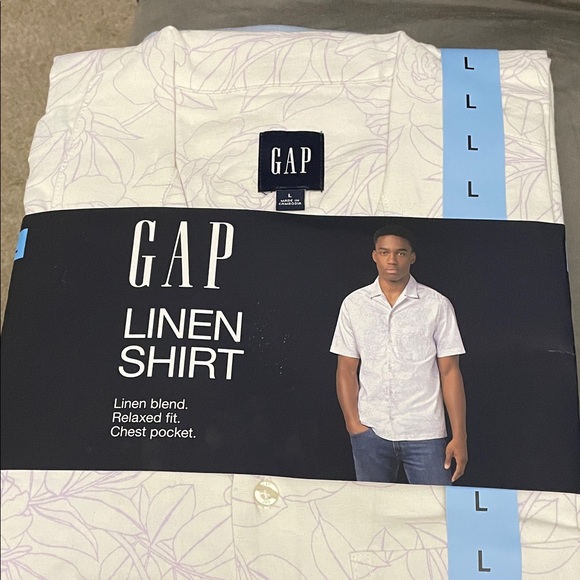 GAP White and Purple Linen Blend Shirt for Men NWT Size large - Picture 1 of 8